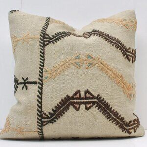 20" Vintage Turkish Anatolian Kilim Cicim Embroidered Pillow Cover